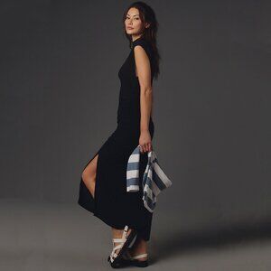 Daily Practice Mock Neck Ruched Midi Dress in Black - NWT sz Medium